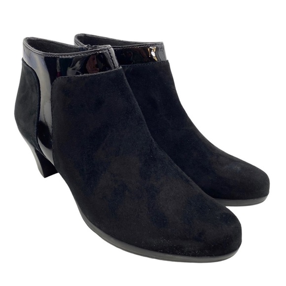 Munro Hope Women's Black Leather w/patent trim Ankle Boots 7.5. NWOT - Picture 1 of 12